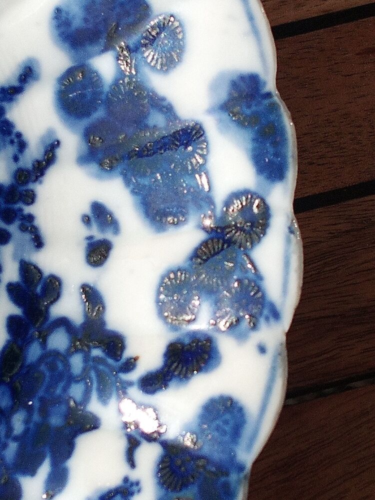 Arita ware Late Meiji Period Japanese Scalloped Bowl Dish c1900 Blue White