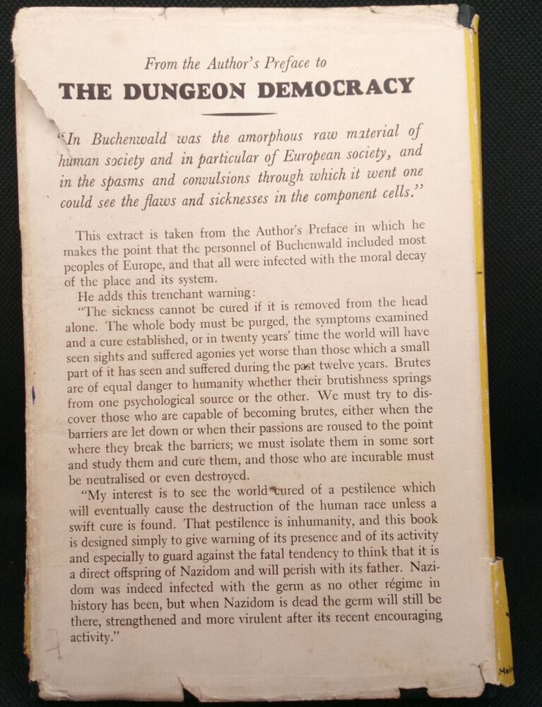 The Dungeon Democracy Christopher Burney 1945 1st What Became Of Civilization