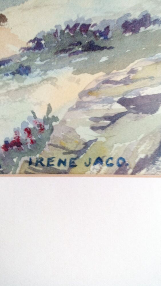 IRENE JACO - Original Watercolour  - BIRCH TREES LANDSCAPE - Framed And Mounted