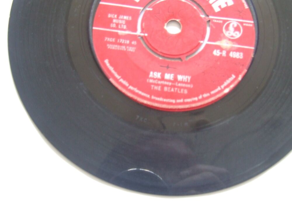 THE BEATLES PLEASE PLEASE ME/ASK ME WHY VINYL 7" 1ST PRESS 1963 RARE LABEL FAULT SOLD